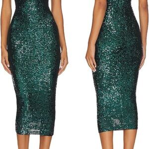Capuffy Emerald Sequin Midi Dress